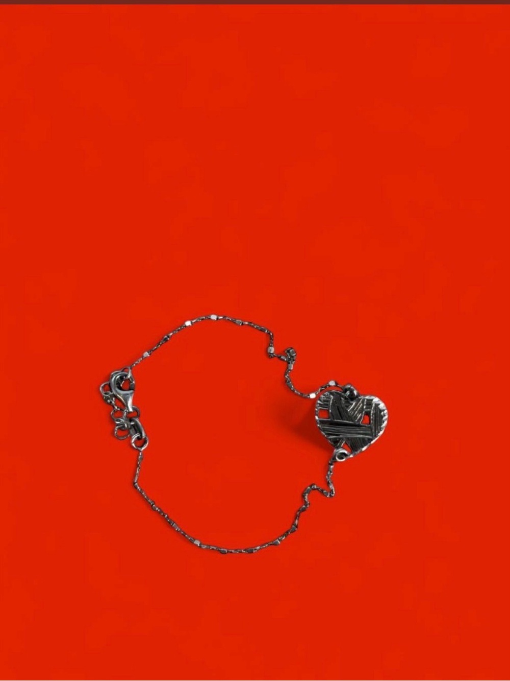 Sterling Silver Heart Charm Bracelet Anklet 8.5 Inch 22cm